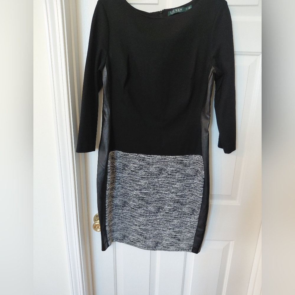 Ralph Lauren Black and Gray Long Sleeve Dress